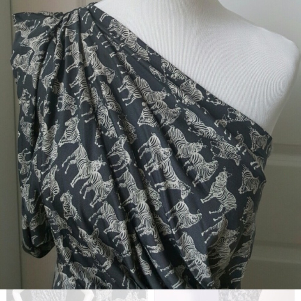 EUC Eva Franco Zebra one shoulder dress Sz. 6